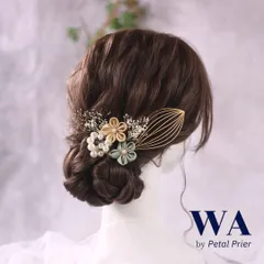 髪飾り【パールホワイト】ドライフラワー  成人式 前撮り K-77