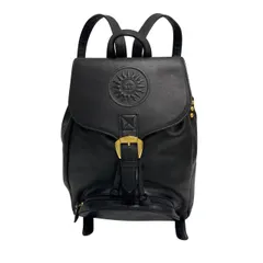 極 美品 VERSACE ヴェルサーチ サンバースト ロゴ 金具 レザー 本革