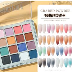 1 ネイルパウダー グラデーションパウダー 16色 チップ付き ジェルネイル