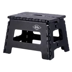 【在庫処分】アウトドア コンパクト ブラック 幅32.5×奥行25.5×高さ22cm スツール ステップ 耐荷重150kg 踏み台 折りたたみ椅子 86074 不二貿易