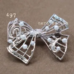 パールとト音記号のリボンブローチ【シルバー】　フォーマル 結婚式 女性 シンプル 新品 入学式 卒業式 発表会 ギフト プレゼント NerD