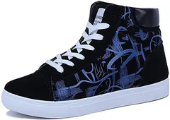 emptio エンプティオ ストリート ハイカット スニーカー アウトドア ウォーキング フィットネス ジョギング ランニング スリッポン スポーツ トレーニング 滑らない 履きやすい 脱げ防止 中敷き ゴム底(スカイブルー,  24.5cm)