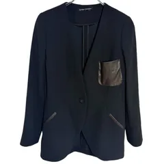 ヒロココシノ ウール100% ノーカラージャケット 9号 黒　ブラック　個性的 2025年最新】HIROKO KOSHINO ノーカラージャケットの人気