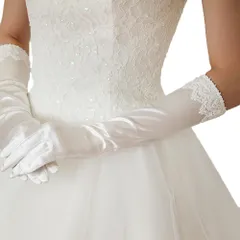 ウエディング グローブ ロング ブライダル サテン レース オフホワイト ロンググローブ ウエディンググローブ 日本製 レースグローブ 花嫁 手袋 [G76]
