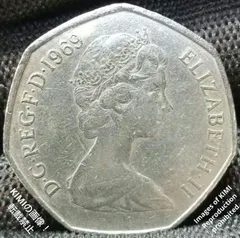 2025年最新】イギリス 1969年 50ペンス コイン エリザベス女王の