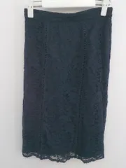 ◇ MEW'S REFINED CLOTHES 総レース 膝下丈 タイト スカート サイズ 36 ネイビー レディース P  【1212220000305】