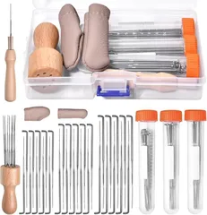 SPEEDWOX 47個セット ウールフェルティングニードル 羊毛フェルティング ニードルフェルトツール ニードルフェルト用具 収納ボックス付き 専用道具 3 サイズ 1本針 8本針(マルチカラー)