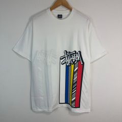 Stussy ステューシー Tシャツ ロゴプリント 半袖 ホワイト マルチカラー Lサイズ メンズ 古着 ストリート