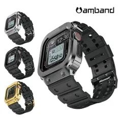 amBand (アムバンド) Moving Fortress ステンレス アップルウォッチバンド Apple Watch 45mm/44mm ケース 頑丈なメンズバンド Apple Watch Series  SE 9 8 7 6 5 4用 保護ケース 耐衝撃