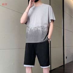 上下セット メンズ 部屋着 普段着 ルームウェア 運動着 セットアップ 半袖Tシャツ 半袖 ハーフパンツ パンツ トップス ボトムス グラデーション 薄手 通気性 おしゃれ カジュアル 通学 スポーツ 夏物 夏服 メンズファッション