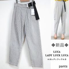 【新品・タグ付き】ルカ/レディラックルカ ベルト付き ストライプ リネン パンツ
