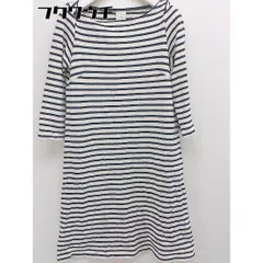 ◇ NIMES ニーム ボーダー 長袖 膝丈 ワンピース アイボリー ネイビー レディース  【中古】 【1108230013742】のサムネイル