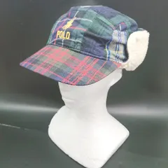 ◇ ⊇ POLO RALPH LAUREN ポロ ラルフローレン チェック柄 裏ボア フライトキャップ レッド系 サイズONE メンズ E  【1507250006350】