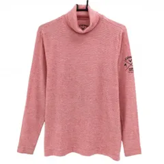 キャロウェイ 長袖タートルネックシャツ レッド×白 細ボーダー 表微起毛  メンズ M ゴルフウェア Callaway