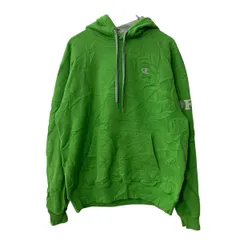 Champion ロゴスウェット トレーナー M グリーン チャンピオン 袖プリント バックプリント フーディー 古着卸 アメリカ仕入 a708-5714
