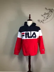FILA  メンズ パーカー ネイビー 白 赤 M 【c0048】