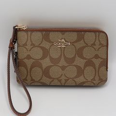 美品 COACH コーチ シグネチャー ポーチ ブラウン - メルカリ