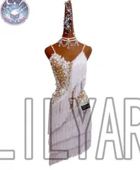 新品 未使用 新作 社交ダンス衣装　ラテンワンピースドレス　豪華 キラキラ 　オーダーメイド