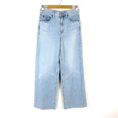 ユニクロ UNIQLO シー C ワイド ストレート ジーンズ ライト デニムパンツ カットオフ 落ち感 ウォッシュ加工 23 ライトブルー