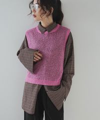 夢展望公式 [新品未使用] モヘアタッチシアーベスト [ピンク] 他カラー別ページ有 bohmal ニットトップス ニットベスト・ジレ（ノースリーブ） 535787-01