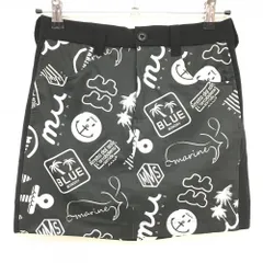 【新品】ムータマリン ストレッチスカート 黒×白 総柄 内側インナーパンツ レディース 2(M) ゴルフウェア 2023年モデル muta