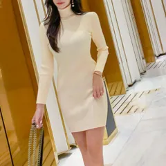 ☆ アイボリー ☆ タートルネックワンピース ニット  ワンピース ニットワンピ レディース ハイネック ニットワンピース ミニ ミニ丈 タートルネック おしゃれ 秋冬 冬服 きれいめ 上品 かわいい ミニワンピース 長袖 タイト 無地 スリム 大人