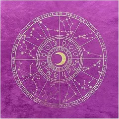 Yavoluy タロットクロス 大判 高級 マット ベルベット 滑り止め付き 星座風 五芒星 バラ新月 カードゲーム用 占い用 クロス マット 黒/紫 49*49cm (#03)