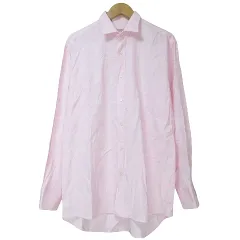 エトロ ETRO シャツ 長袖 ペイズリー柄 総柄 大きいサイズ 42 XL相当 ピンク IBO58 X