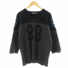 アベイシングエイプ A BATHING APE RELAXED FOOTBALL KNIT ニット セーター 7分袖 ロゴ M グレー /AN27のサムネイル