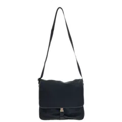 PRADA (プラダ) V158 ナイロン/サフィアーノレザー フラップショルダーバッグ ユニセックス ブラック FREE