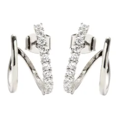 【A：シルバー×ピアス】[Cream dot. クリームドット公式] ピアス レディース 低アレルギー ブランド レイヤード風 重ねづけ キュービックジルコニア パール フープ 大人 上品 エレガント シンプル  