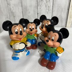 [値下げ交渉歓迎] ミッキーマウス 貯金箱 三菱銀行 ノベルティ 昭和レトロ 90年代 ディズニー ソフビ製 2種4個セット コレクション インテリア向け 非売品 希少 即購入OK