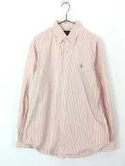 古着 90s Ralph Lauren 「CLASSIC FIT」 白×オレンジ ストライプ BD シャツ M 古着