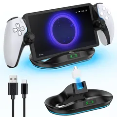【人気商品】PS Portal 用充電スタンド PS5 Portal リモートプレーヤー 充電ドック 過充電防止 LEDライト付き 取り外し可能なType-Cアダプタ 取付簡単 省スペース PSポータル 周辺機器 アクセサリー 黒