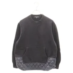 COMME des GARCONS HOMME (コムデギャルソンオム) ボタン付き キルティング 切り替え 裏起毛 クルーネック コットン 長袖スウェット トレーナー ネイビー HF-T024のサムネイル