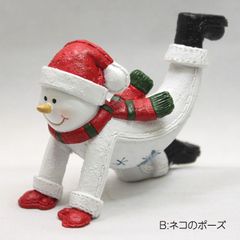 ヨガスノーマン B ネコのポーズ クリスマス オブジェ 置物 かわいい 新品