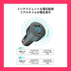 【スタッフおすすめ！】【2022 新 2ポート同時急速充電 リアルタイム電圧表示】USB-c USB 38W カーチャージャー [QC3.0/PD 20W 付き] 車 シガーソケット耐久性のある 安全性 usb 急速充電器 電圧安定化 [i