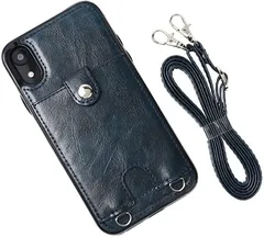 MocliL iPhone XR スマホショルダー ストラップ ケース 斜めがけ 首掛け 肩掛け カード収納 レディース メンズ 日本国内検品＆梱包 iPXR ML0028(インディゴ,  iPhone XR)のサムネイル