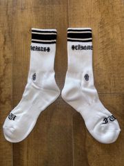 CHROME HEARTS クロムハーツ Socks ソックス 靴下 白 ホワイト 黒 ブラック ライン ボーダー Mサイズ 新品未使用