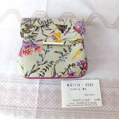 京都浪速屋　たとかーふ　折り財布　がま口　花柄　TATT CALF 日本製　81114-0580