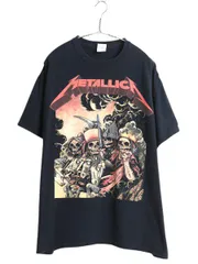 【お得なクーポン配布中!】 メタリカ スカル キャラクター イラスト プリント Tシャツ メンズ XL / バンド ロック メタル グラフィック アート ドクロ 大きいサイズ 黒