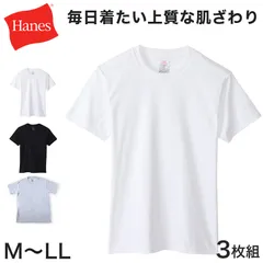 ヘインズ メンズ Tシャツ クルーネック 3枚組 M～LL Hanes 綿100% インナー アンダーウェア 肌着 下着 男性 セット インナーシャツ