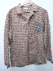 ◇ Θ Paul Smith ポール スミス 花柄 オープンカラー 長袖 シャツ サイズM ブラウン ベージュ系 マルチ メンズ E  【1506250011531】