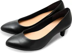 パンプス レディース ローヒール 痛くない 歩きやすい 黒 靴 スエード エナメル PU スムース ソール アーモンドトゥ 仕事 nc3953012 ブラックPU（39530） 22.0cm（）