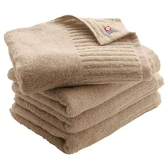 新品 今治タオル ブランド認定 フェイスタオル 4枚セット 日本製 リブ ロングパイル やわらか薄手 速乾 高吸水 綿100% ベージュ