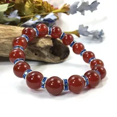 パワーストーン　ブレスレット　赤瑪瑙　12mm 天然石ブレス （ブルー）メンズ・レディース　男性・女性　数珠ブレス　開運 [24]