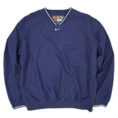 ナイキ NIKE 00s 2000年代 Vネック ウインドブレーカー プルオーバー センタースウォッシュ TEAMタグ USA アメリカ ヴィンテージ 古着 メンズ ウインドブレーカー ネイビー 紺 L【中古】