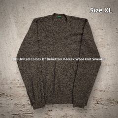90s United Colors Of Benetton V-Neck Wool Knit Sweater ユナイテッドカラーズオブベネトン ニットセーター Vネック グレー XLサイズ
