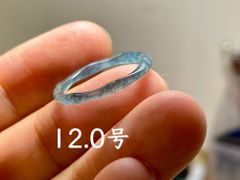 L13-85 細身 ピンキーリング 高氷種 竹節 リング 紺色 12.0号 グアテマラ産 A貨 本翡翠 くりぬき
