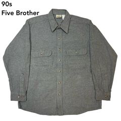 90s FIVE BROTHER シャモアクロスシャツ ネルシャツ グレー L